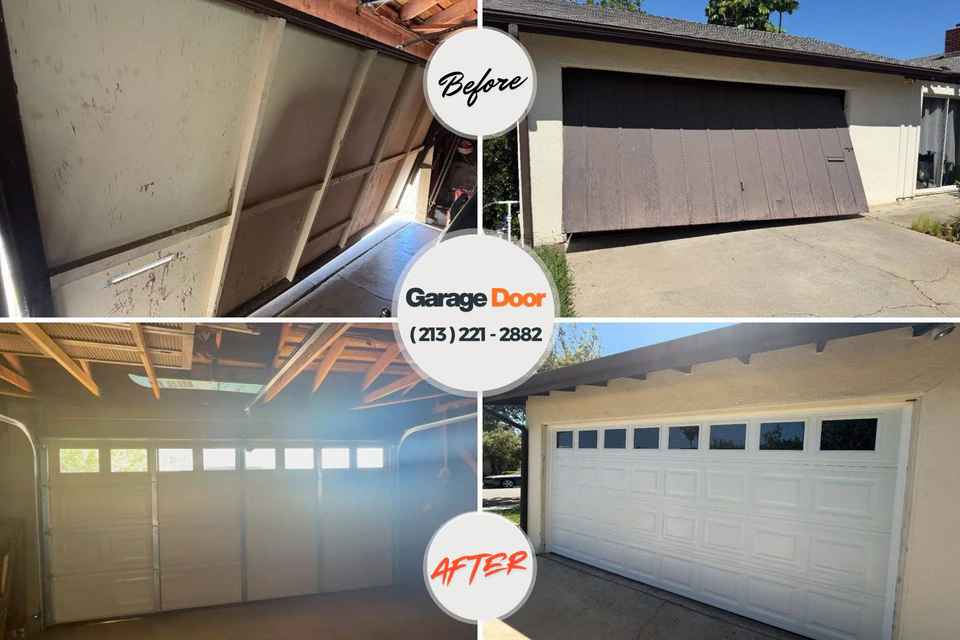 Before and after: garage door repair Metuchen, NJ